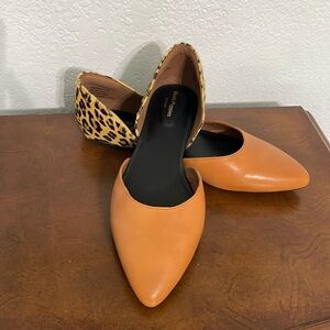 HUSH PUPPIES Moyen two-toned leopard print fur pointed flats size 8